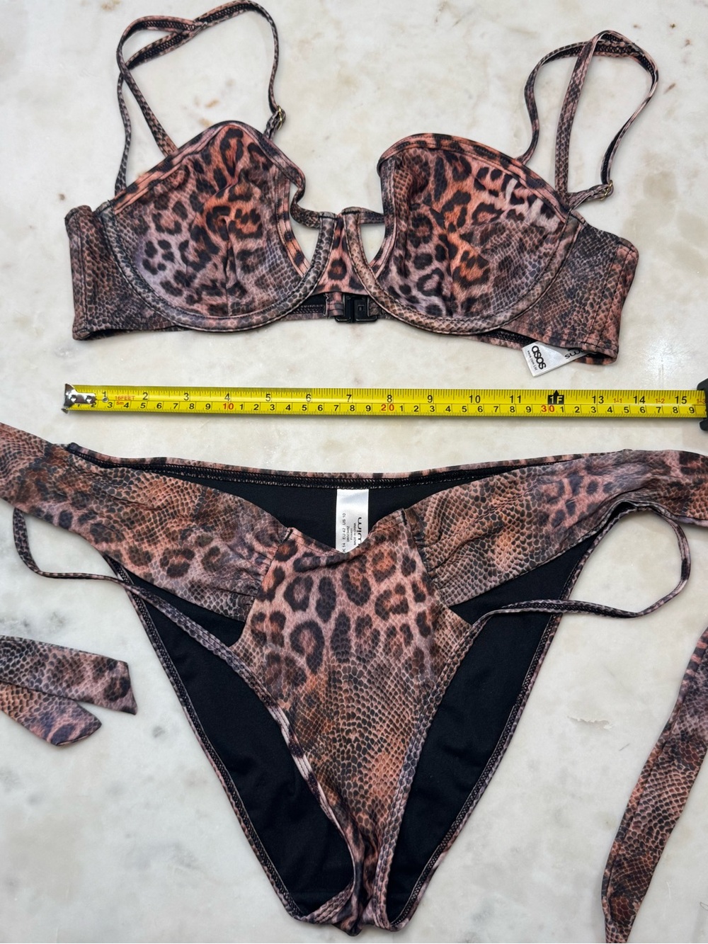 🥥🐆 ASOS Brown and Black Animal Print Tie Bikini‎ Set with Full Cup Top 🐆🥥 - Picture 10 of 10